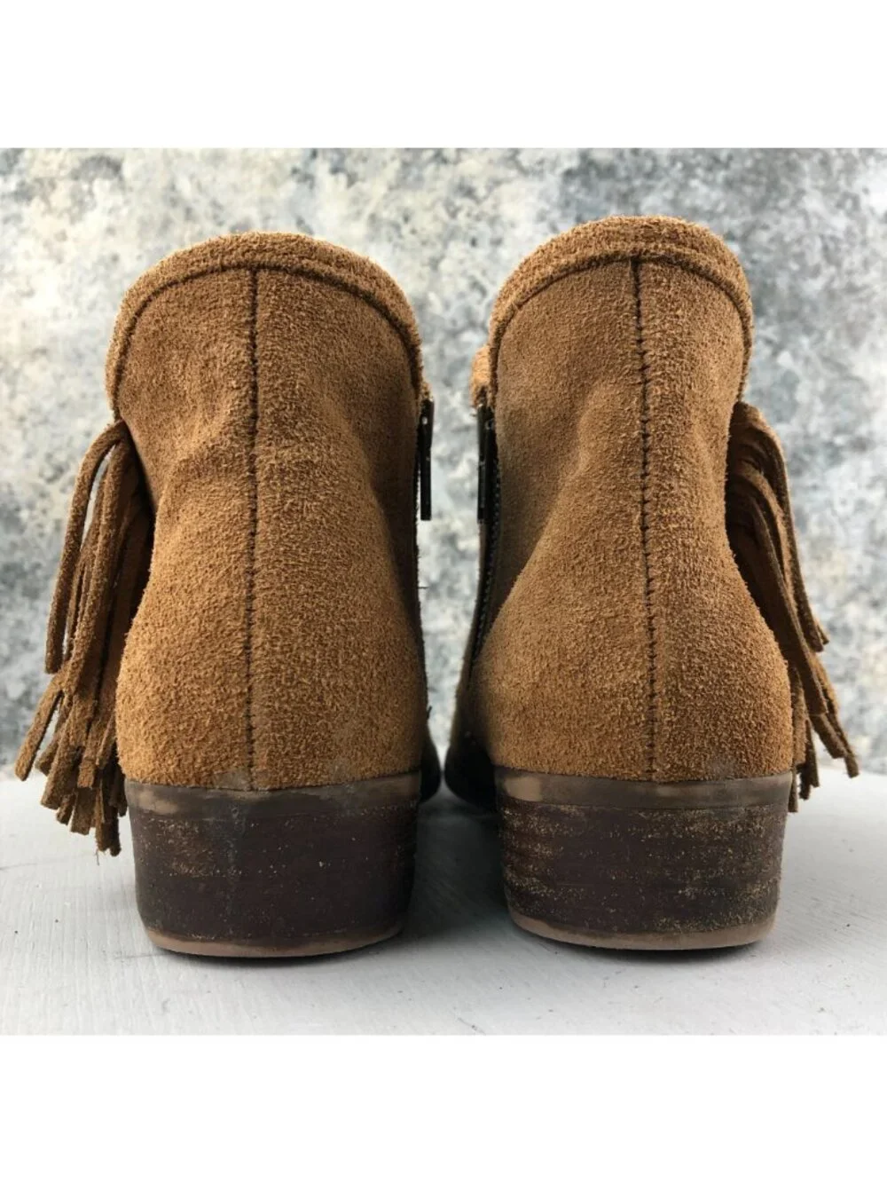 Minnetonka Women's Size 9.5 Blake Brown Suede Fringe Side Zip Ankle Booties